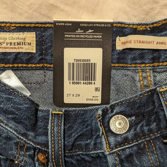 Levi's RIBCAGE STRAIGHT ANKLE WOMEN'S JEANS 27x29 NWT - Picture 5 of 7